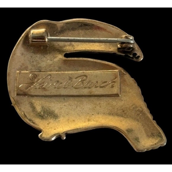 Signed LAUREL BURCH Goldtone Polished TUCAN Shape Pin Brooch - Picture 4 of 6